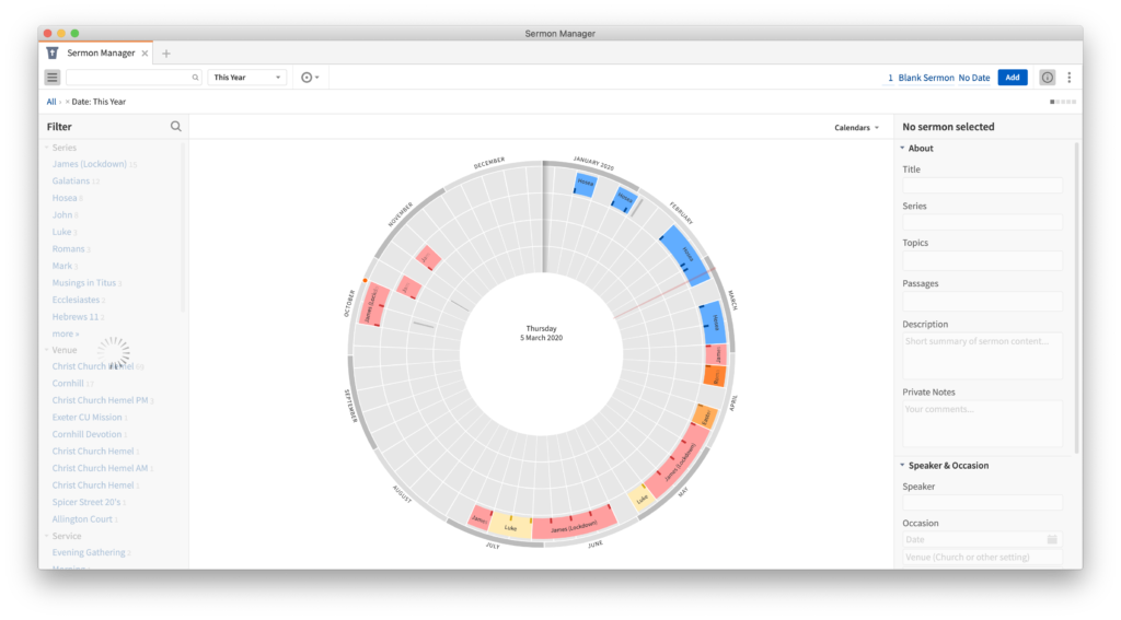 You can see quickly and easily what you are preaching and when using the sermon manager in Logos 9